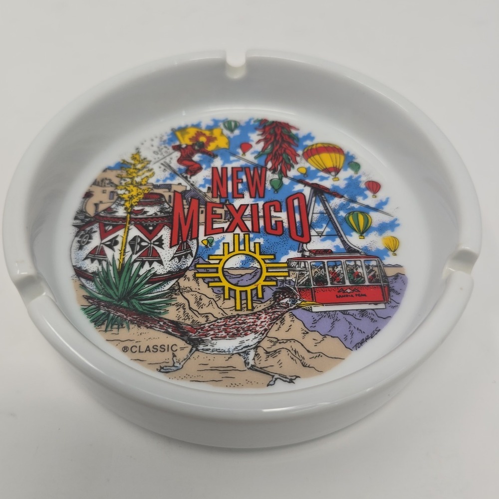 Vintage ~ New Mexico State‎ Souvenir ~ Ceramic Round Ashtray ~ 5"